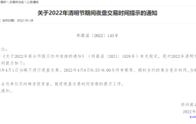 关于2022年清明节期间夜盘交易时间提示的通知
